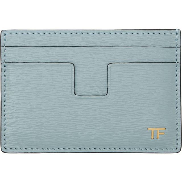 TOM FORD Blue Horizontal Grained Leather T Line Card Holder - SKY BLUE - UNI