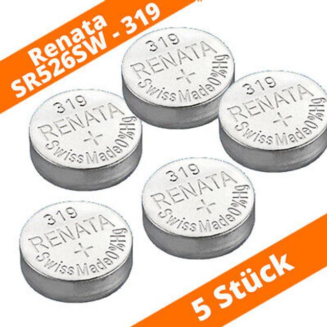 (5 x 319 Or SR527SW) Renata Watch Battery Swiss Made Silver Oxide 1.5v