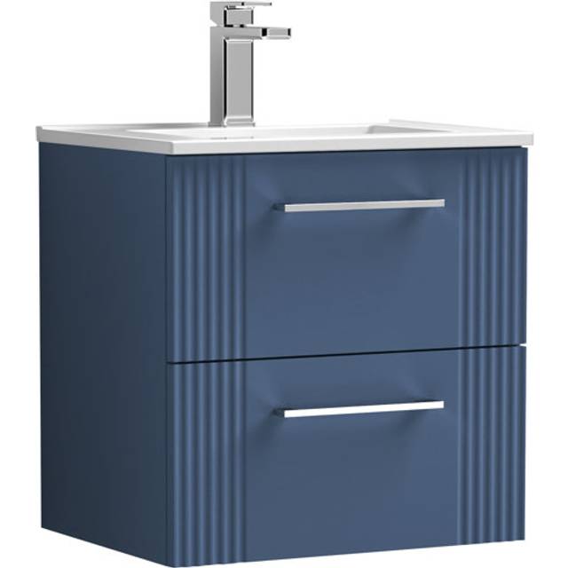 Deco Wall Hung 2-Drawer Vanity Unit with Basin-2 500mm Wide - Satin Blue - Nuie