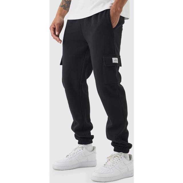 Slim Fit Woven Tab Basic Cargo Jogger - Black - S