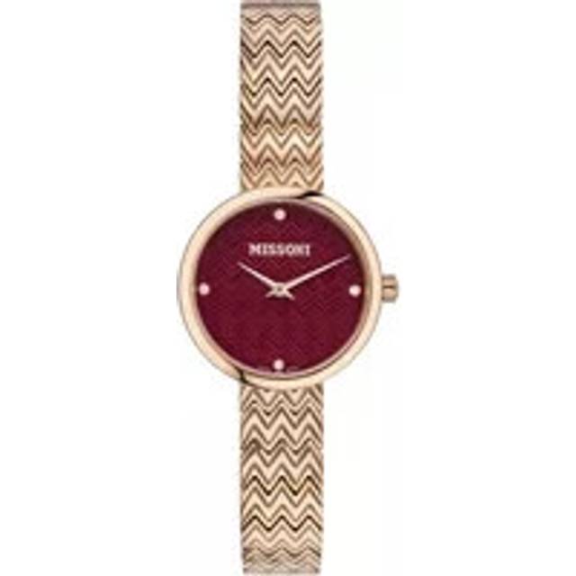 Missoni, Watches, female, Yellow, ONE SIZE, Zigzag Rose Gold Bracelet Watch