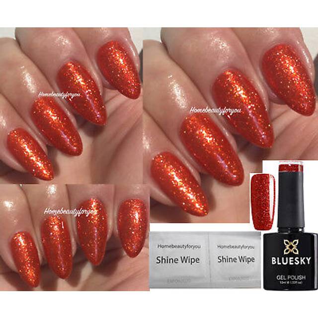 Bluesky gel nail polish orange glitter copper christmas vip11 led uv soak off
