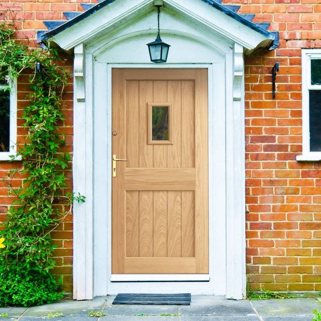 Liberty Doors Oak External Unfinished 1 Light Clear Double Glazed Stable Door - 1981x838x44mm (78&apos;&apos;x33&apos;&apos;) (EXTOAKSTBCG33) Size (He