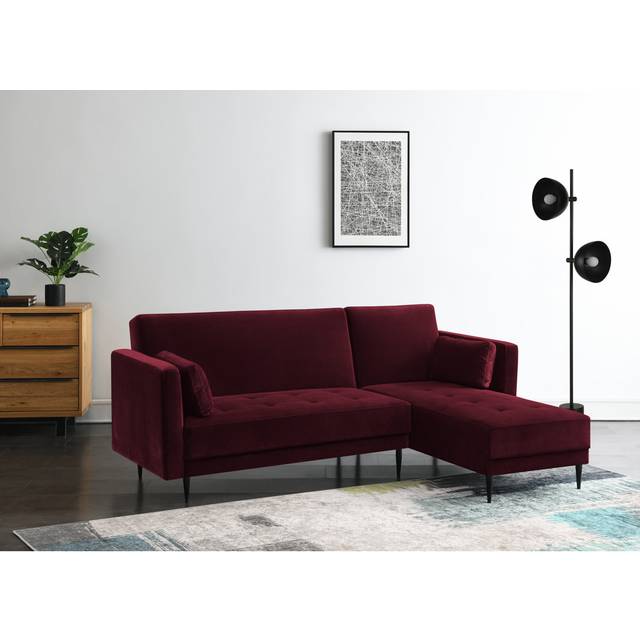 Brutus Sleeper Corner Sofa - Burgundy (83cm H X 219cm W X 152cm D)