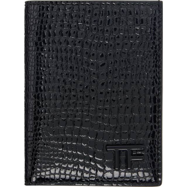TOM FORD Black Leather T Line Folding Card Holder - BLACK - UNI