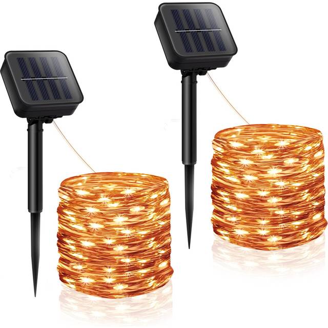 Pack of 2 Outdoor Solar 120 LED String Lights Waterproof