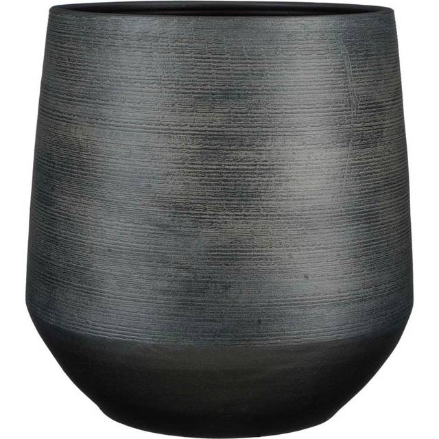 Evora Ceramic Pot Planter - Black (39cm H x 40cm W x 40cm D)
