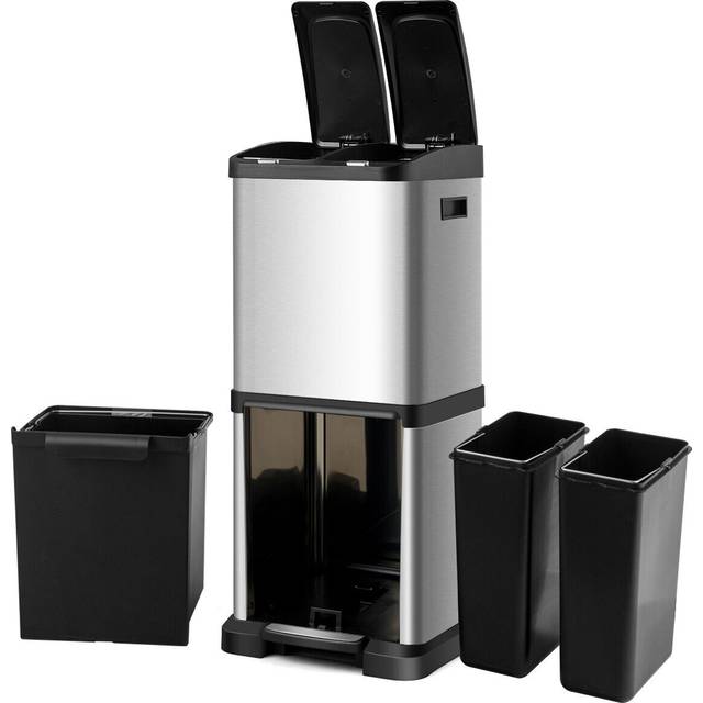 32l kitchen recycle pedal garbage binclassified step trash can w/3 inner bucket