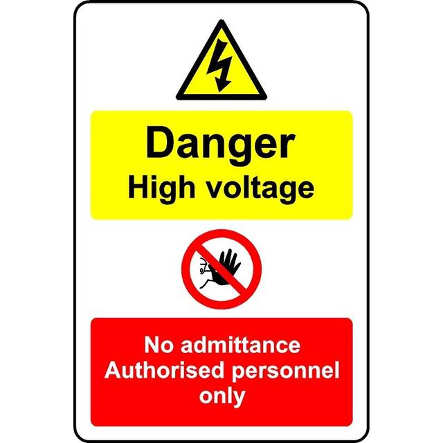 Danger high voltage no admittance authorised personnel only safety sign - 3mm Aluminium sign - 200mm x 150mm