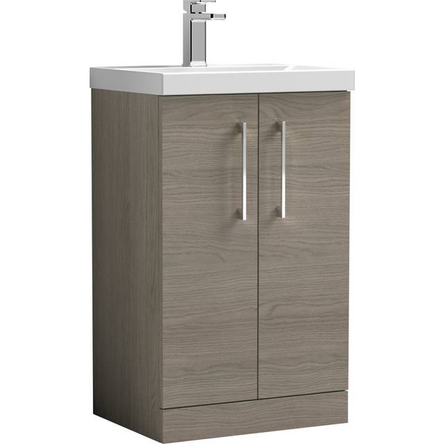 Nuie Arno Double Door Floor Standing Vanity Unit Solace 500mm With Slim Edge Basin in Oak MFC