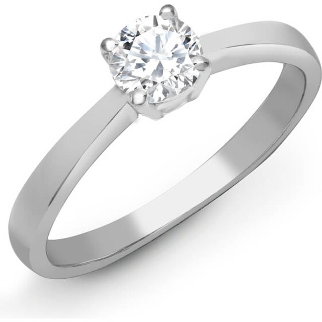 (R) Jewelco London Solid Platinum 4 Claw Set Round G SI1 1.5ct Diamond Solitaire Engagement Ring - PTR003-150