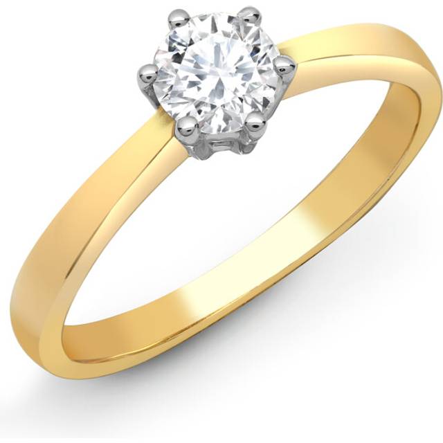 (V) Jewelco London Ladies Solid 18ct Gold 6 Claw Set Round G SI1 0.25ct Diamond Solitaire Engagement Ring 5mm - 18R306-025