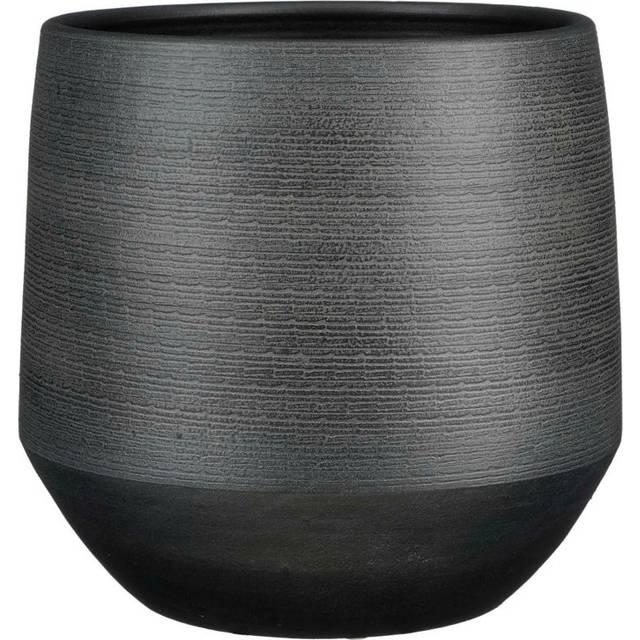 Evora Ceramic Pot Planter - Black (34cm H x 37cm W x 37cm D)