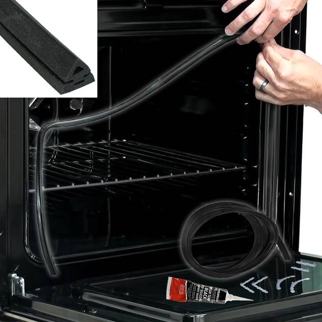 Oven door seal universal long rubber gasket + clips silicone cooker glue