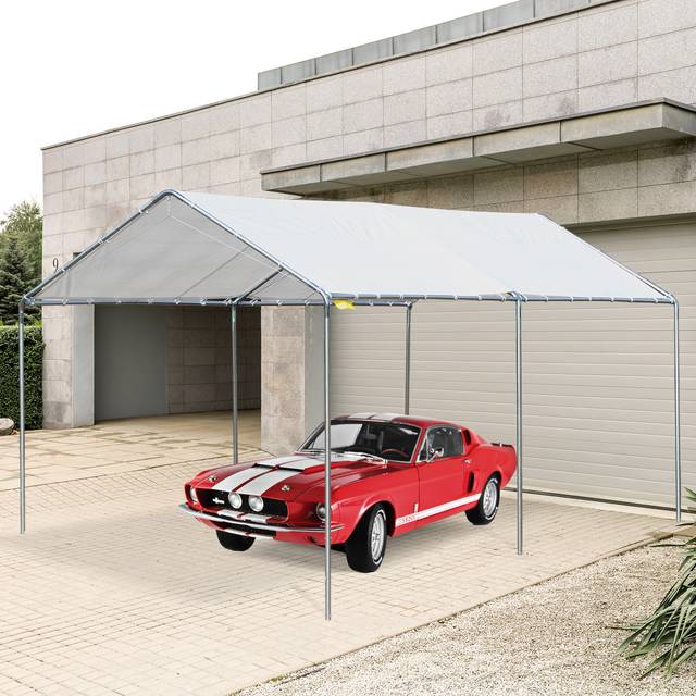 Outsunny 3x 6m Heavy Duty Carport Garage Shelter - White