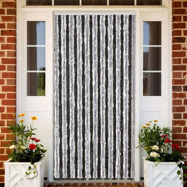 vidaXL Fly Curtain Grey and Black 100x200 cm Chenille