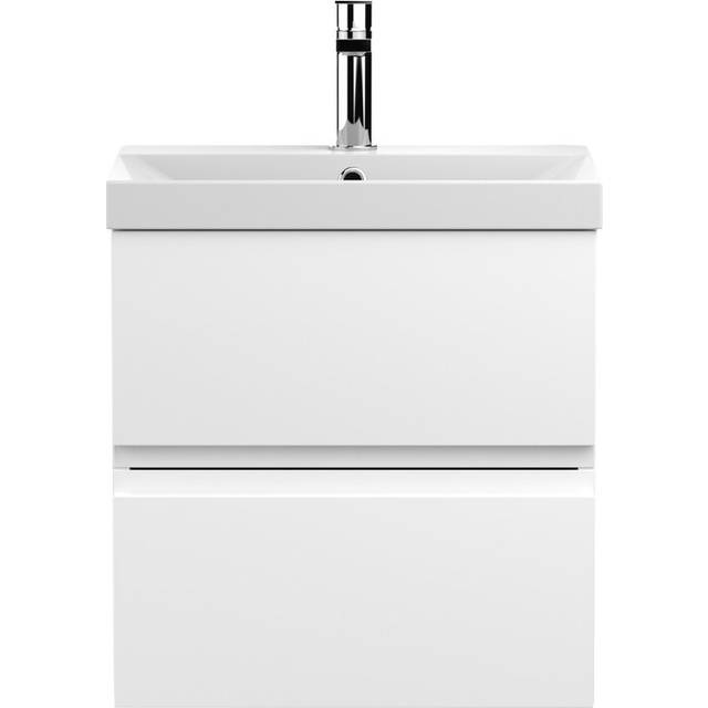 Hudson Reed Urban Wall Hung 2-Drawer Vanity Unit with Basin 3 Satin White - 500mm Wide