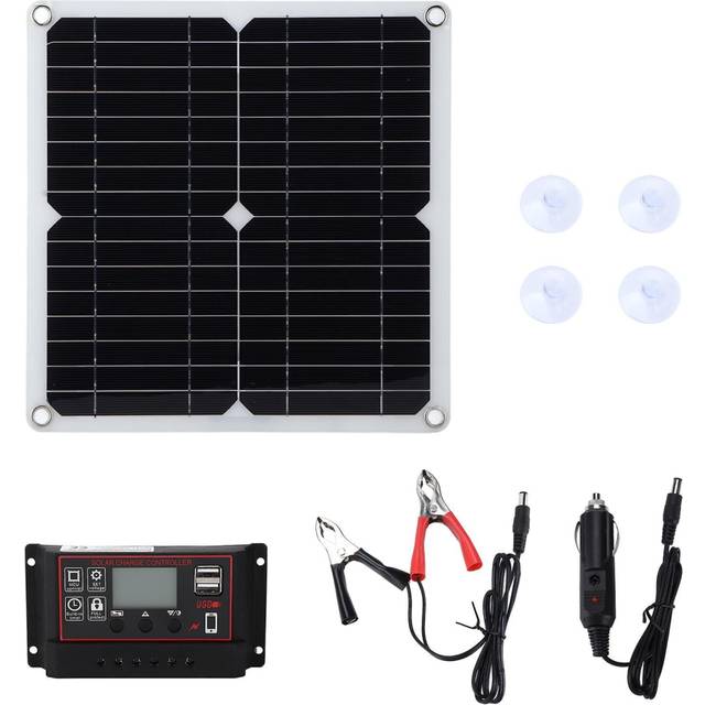 15w Solar Panel Kit Dual Usb Dc Output 100a Controller Solar Cells For Car Boat Batterycontroller Black