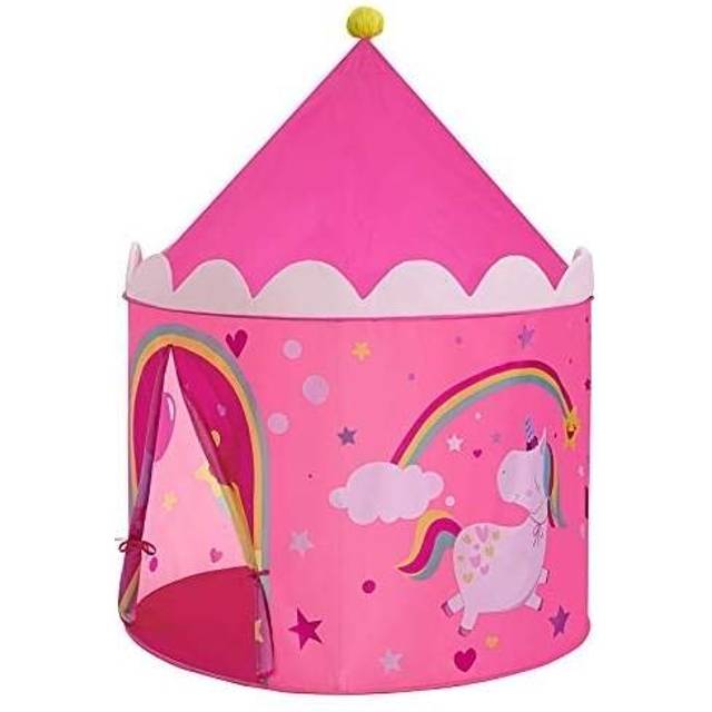 SONGMICS Princess Castle Play Tent för småbarn, Pop Up Play Teepee, gåva för barn, inomhus och utomhus, bärväska, rosa och gul LPT04PY