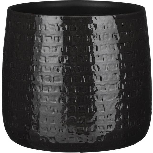 Kristine Ceramic Pot Planter - Black (23cm H x 28cm W x 28cm D)