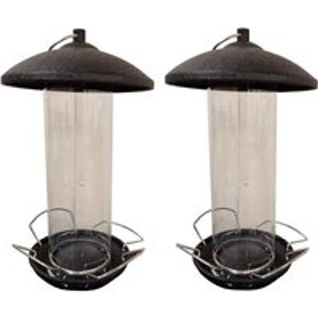Large Hanging Steel Bird Seed Feeder with 4 Feeding Ports (Set of 2)