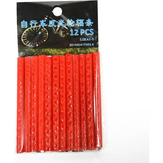 (a-red) 12Pcs Bicycle Lights Wheel Rim Spoke Clip Tube Safety Warning Light Cycling Bike Strip Reflective Reflector Bicycle Accessories