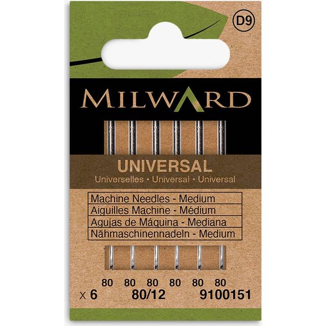 Milward Universal Sewing Machine Needles, Size 80/12, Pack of 6