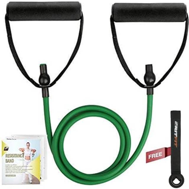 RitFit Single Resistance Exercise Band with Comfortable Handles - Ideal for Physical Therapy  Strength Training  Muscle Toning - Foam Padding Door Anc