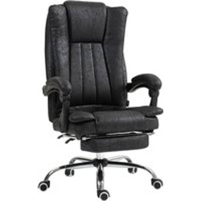 Vinsetto Microfiber Office Chair, Desk Chair, Makeup Vanity Chair with Massage Lumbar Pillow and Rolling Wheels for Bedroom and Home, Brown