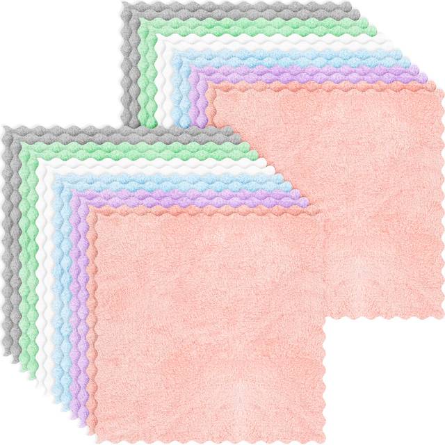 HOMEXCEL Premium Makeup Remover Cloth 24 Pack  Reusable Super Soft 7x7 Inch Facial Cleansing Cloths with Just Water  Highly Absorbent Microfiber Coral