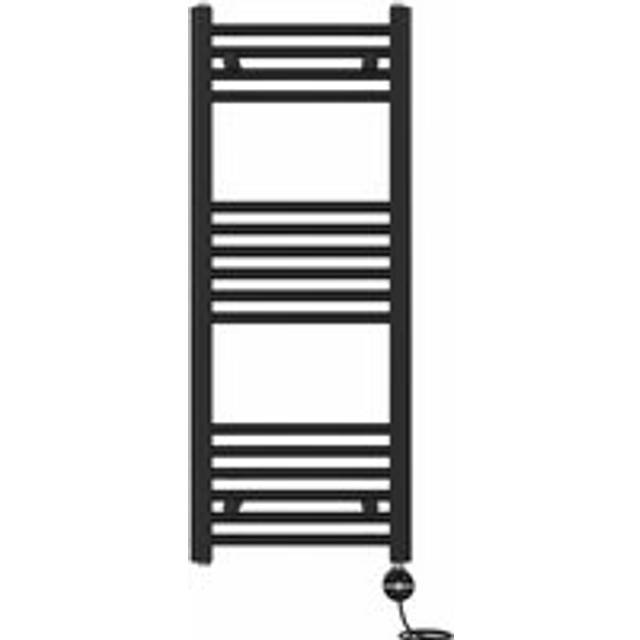 NRG - Prefilled Thermostatic Electric Straight Heated Towel Rail Radiator 1000 x 400mm Black
