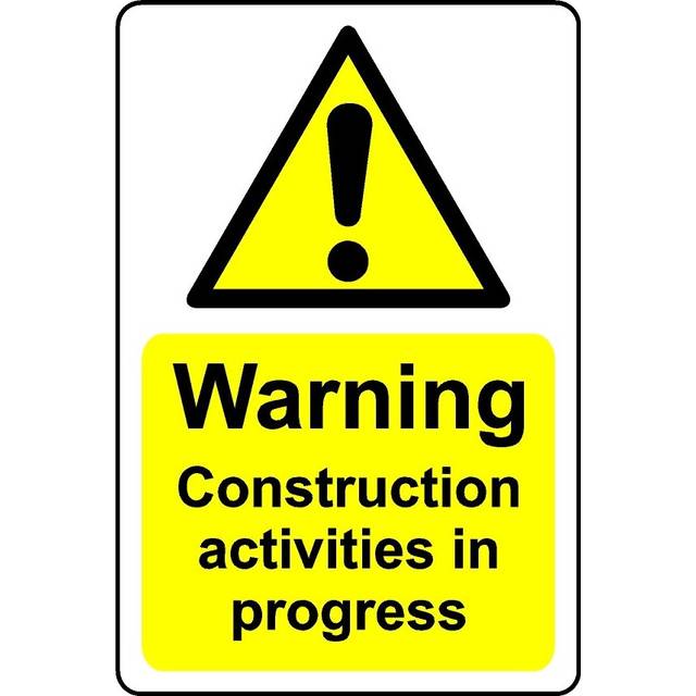 Warning construction activities in progress safety sign - 1mm Plastic sign - 400mm x 300mm