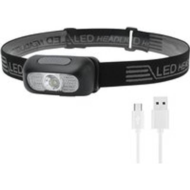 Alwaysh - Headlamp, Ultra Powerful led Head Torch with 5 Lighting Modes, IPX4 Waterproof, Portable Rechargeable Headlamp with Red Light for