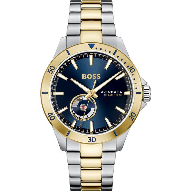 BOSS Gents Automatic Troper Watch with Two Tone Yellow Gold IP &amp; Stainless Steel, One Colour, Men