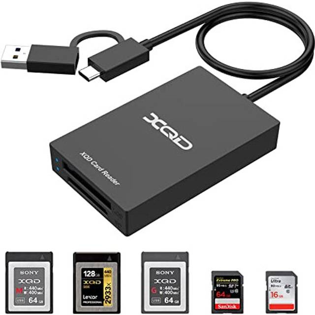 XQD SD Card Reader, USB 3.0 High-Speed Dual Slots XQD SD Memory Card Reader Adapter [USB/USB-C] Compatible with Sony G/M SeriesãUSB Mark XQD Card