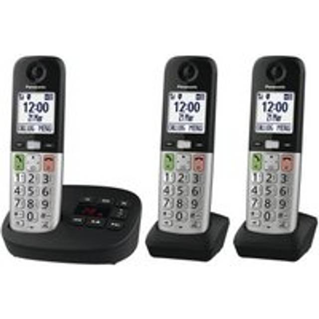 PANASONIC KX-TGU433EB Cordless Phone - Triple Handsets, Silver & Black, Black,Silver/Grey
