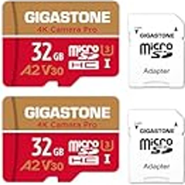32GB Memory Card 2 Pack 4K Pro Camera Compatible with GoPro Drone Switch Speed 95MB/s for 4K UHD Video, A2 U3 V30 MicroSDHC Card with SD Adapter