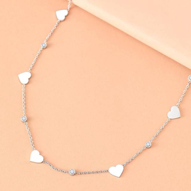 Aomogo Stainless Steel Necklaces Vintage Heart Crystal Circonia Aesthetic Choker Chain Korean Fashion Necklace For Women Jewelry New Valentines,Mom,Mother,Mo