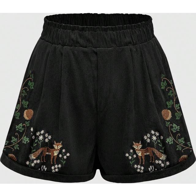 ROMWE Plus Size Women&#39;s Embroidery Decorated Simple Daily Shorts