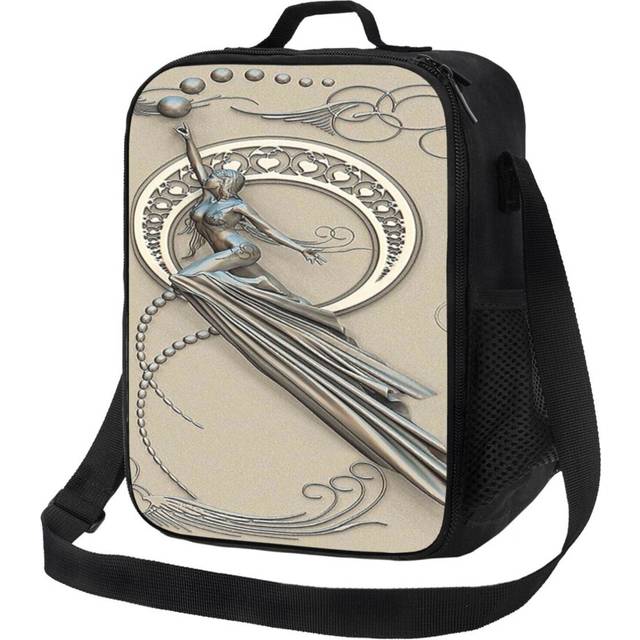 Kids Lunch Bag Art Deco,gold,black,geometric,metallic,digital Photo,original,pattern,vintage,1920 Era Insulated Tote Box for Girls Boys Back to School