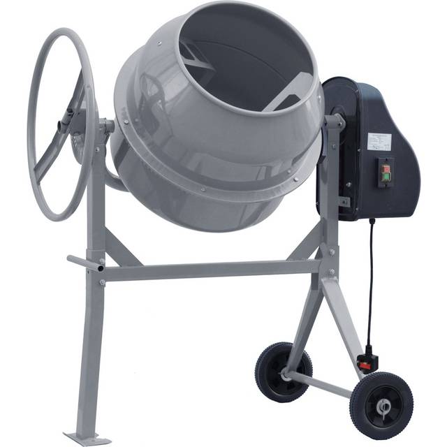 Grey Portable Electric Concrete Mixer with Wheels - 140L / 120cm