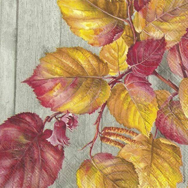 Fall Garden Grey Autumn Leaves Paper 33cm Square Lunch Napkins 20 Pack