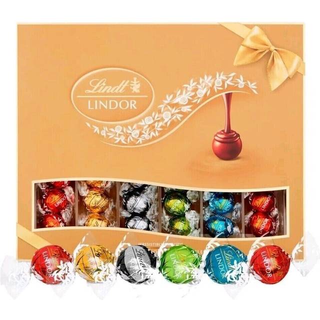 Lindor Assorted Chocolate Truffles Gift Box | Large (Approx 42 Truffles) 525 g | A selection of Finest Lindor Truffles with a smooth melting filling,