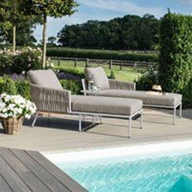 Maze Rattan Marina Rope Weave Double Sunlounger Set - Charcoal