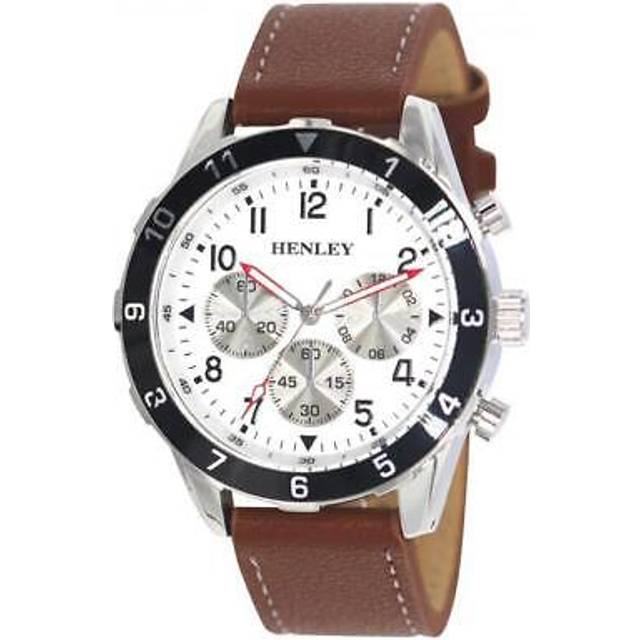 Henley Men's Multi Eye Classic White Dial With Brown Sports Leather Strap Watch H02213.4