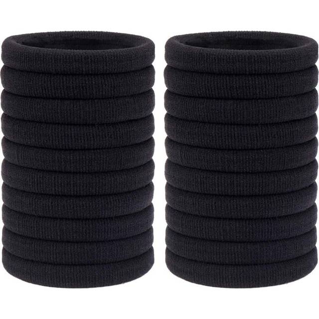 H&S 50 Hair Bands, Hair Bobbles Elastic Ties Hairbands Ponytail Holders for Women Girls Kids Men Thick Hair Black