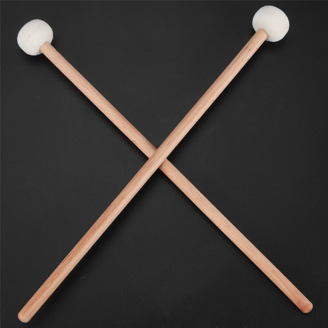 moresk-1 Pair Felt Mallets Drumsticks Drum Sticks with Wood Handle