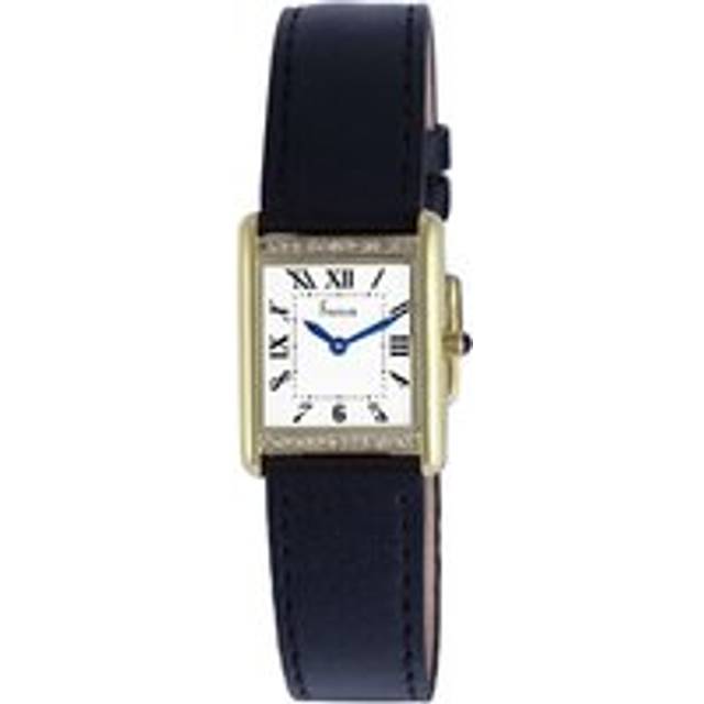 LADIES QA WHITE DIAL ROMAN & ARABIC NUMERAL BLACK STRAP WATCH - Black - One Size