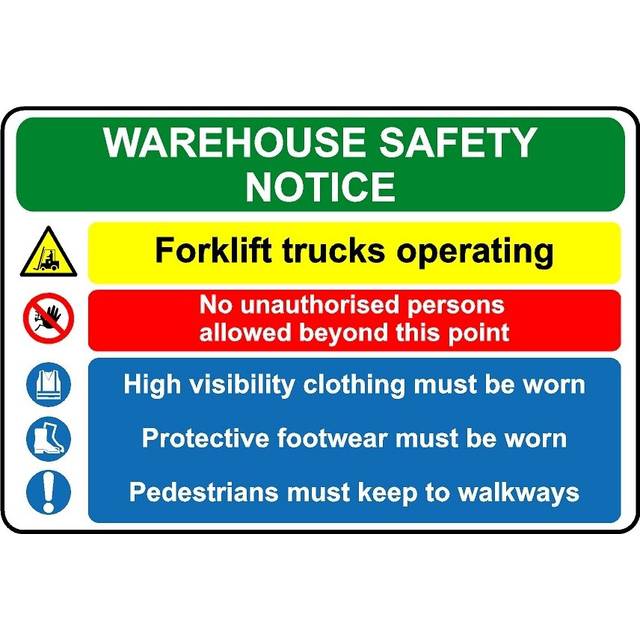 Warehouse safety notice forklift trucks operating safety sign - 3mm Aluminium sign - 800mm x 600mm
