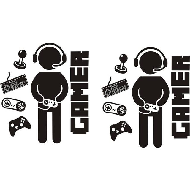 2X Gamer Decals for Boys Room Game Wall Sticker for Kids Room Boys Bedroom Playroom Wall Decor